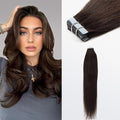 Premium Quality Straight Tape In Remy Hair Extensions #2 Darkest Brown
