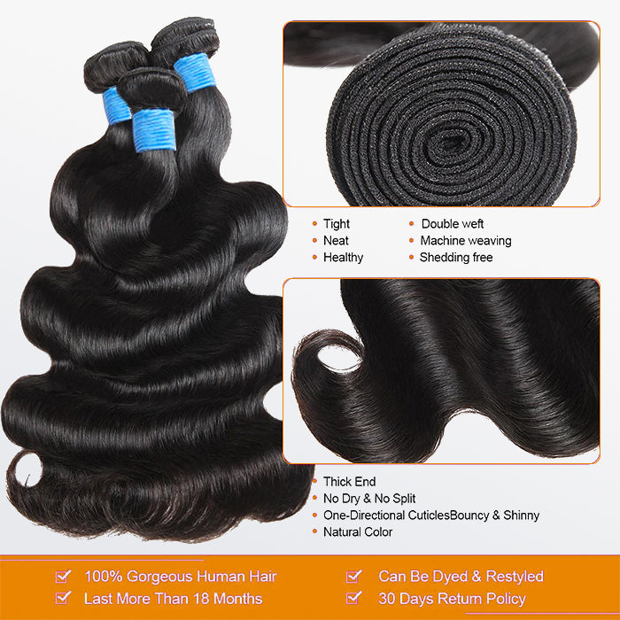 TedHair Body Wave Brazilian 100% Virgin Hair Bundles 10-36''