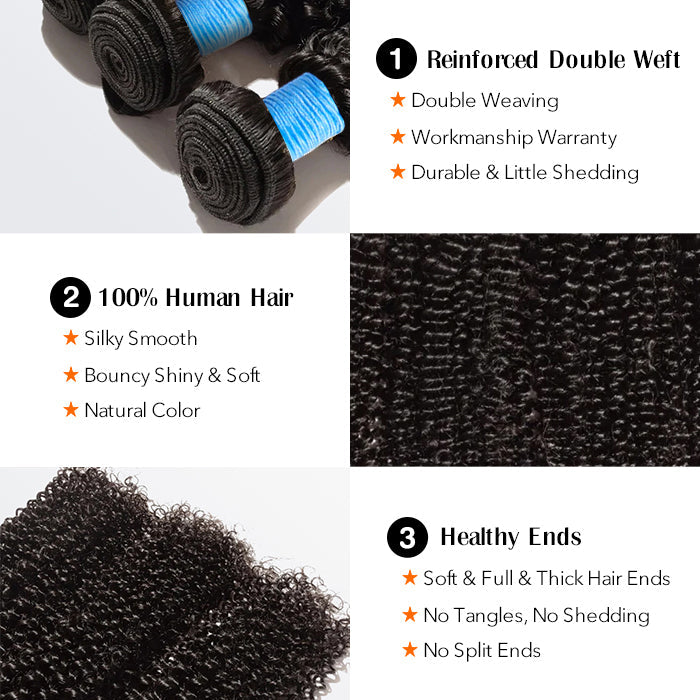 Kinky Curly Brazilian 100% Virgin Hair Bundles 10-30''