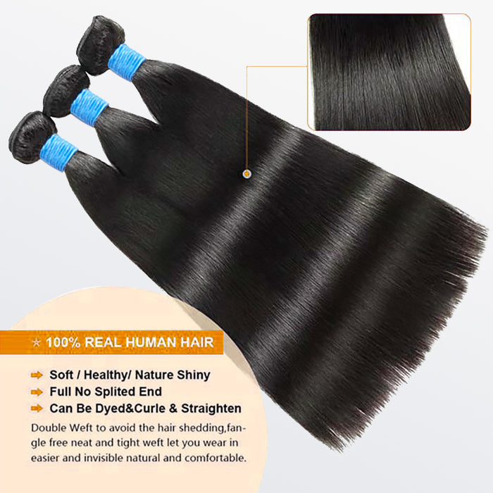 TedHair Straight Brazilian 100% Virgin Hair Bundles 10-36''