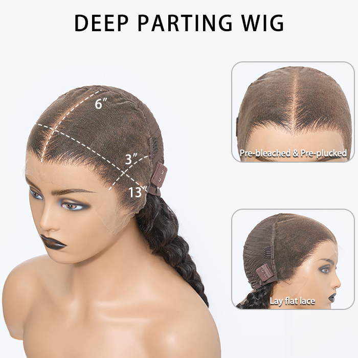 TedHair 180% Density 13x6 PartingMax Glueless Lace Wig 3D Cap Pre-bleached Lace Front Wig Water Wave