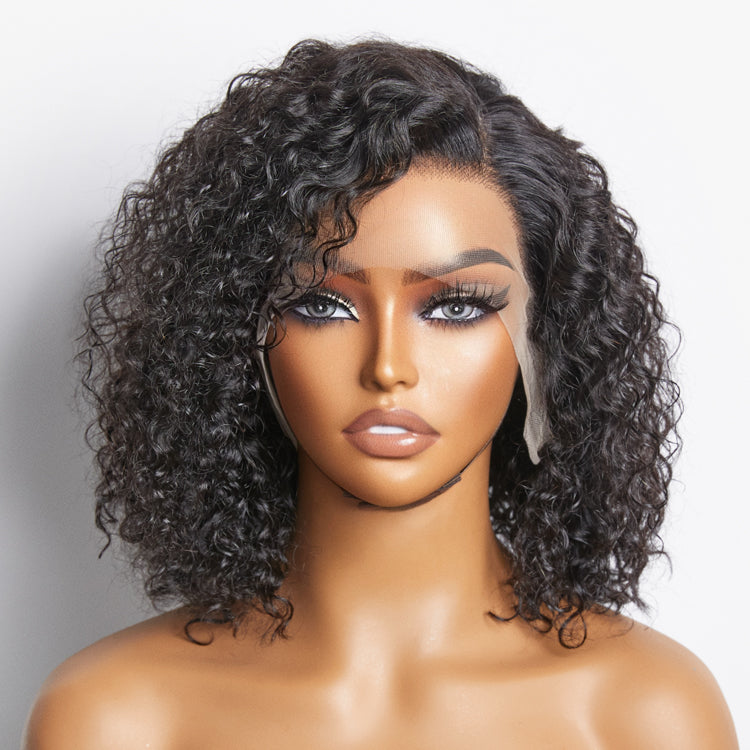 TedHair 150% Density 13x4 Pre-Plucked Lace Frontal Bob Wig Curly