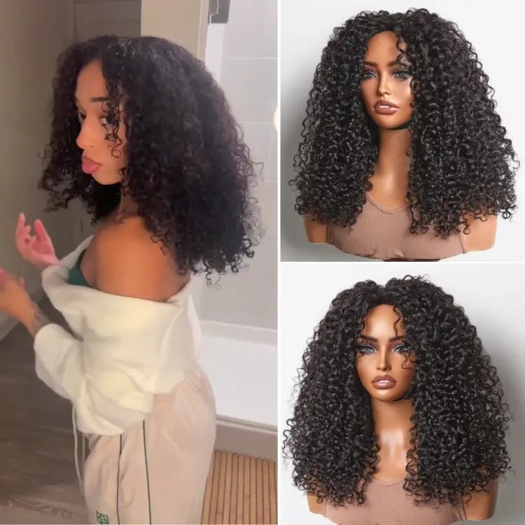 TedHair Wear and Go 180% Density Half Wig Messy Curly