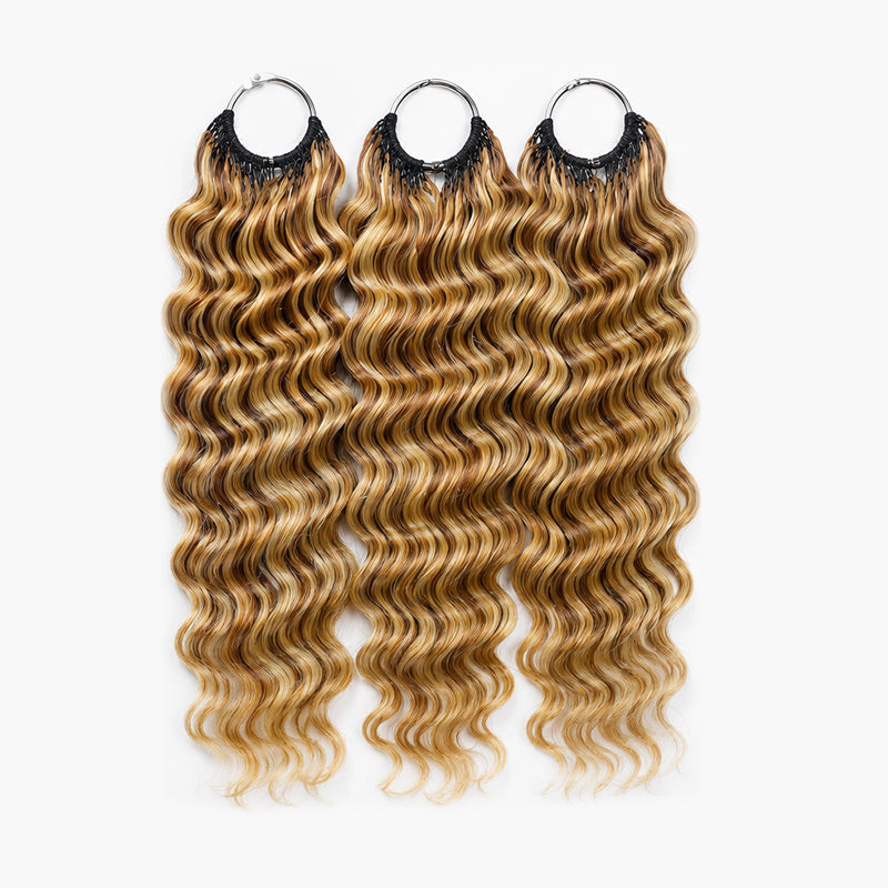 Miracle Knots Human Feather Crochet Hair Deep Wave with No Spiral Ends - Pre-Separated Knotless Crochet Braids for Seamless Blending #P4/27/613