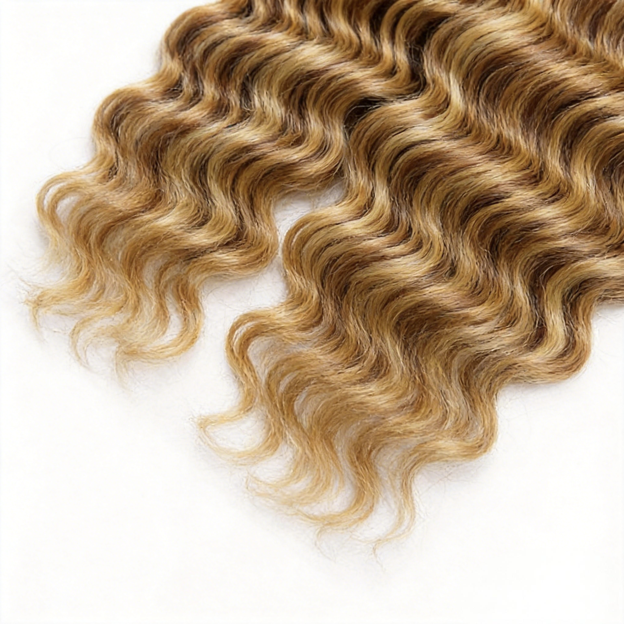 Miracle Knots Human Feather Crochet Hair Deep Wave with No Spiral Ends - Pre-Separated Knotless Crochet Braids for Seamless Blending #P4/27/613