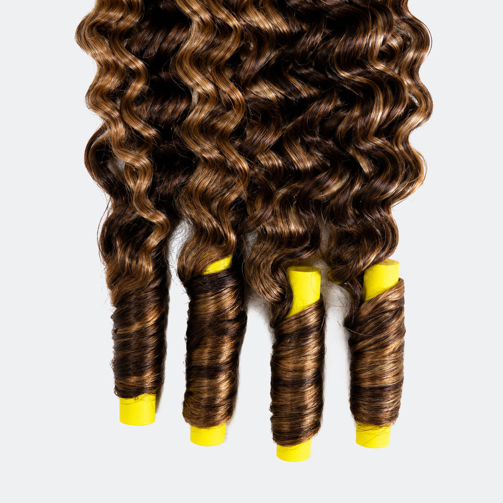 Miracle Knots Human Feather Crochet Hair Burmese Curly with Spiral Curls #T1B/P4/27