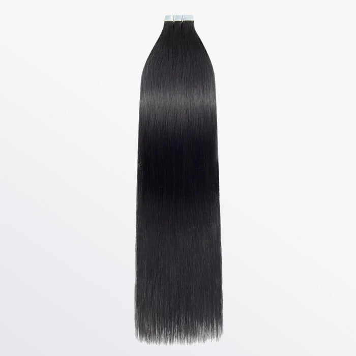 Premium Quality Straight Tape In Remy Hair Extensions #1 Jet Black