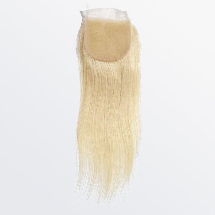 #613 Blonde Straight 4x4 Lace Closure 12–20 Inch | 12A Grade Free Part