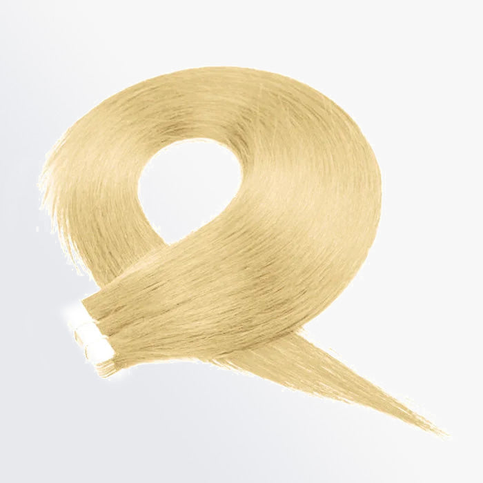 Premium Quality Straight Tape In Remy Hair Extensions #613 Lightest Blonde