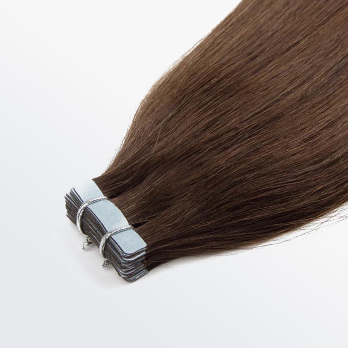 Premium Quality Straight Tape In Remy Hair Extensions #4 Chocolate Brown