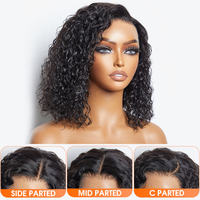 Water Wave 13x4 Lace Front Bob Wig 150% Density | Pre-Plucked 100% Human Hair