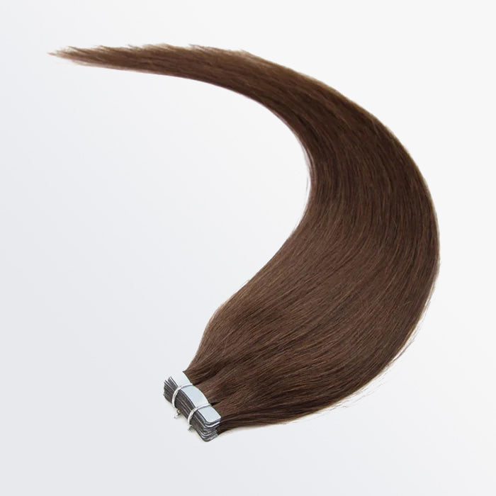 Premium Quality Straight Tape In Remy Hair Extensions #4 Chocolate Brown