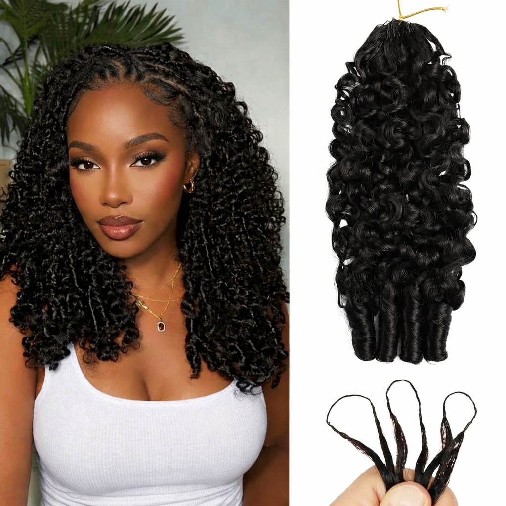 Miracle Knots Human Feather Crochet Hair Burmese Curly - Pre-Separated Knotless Crochet Braids for Seamless Blending