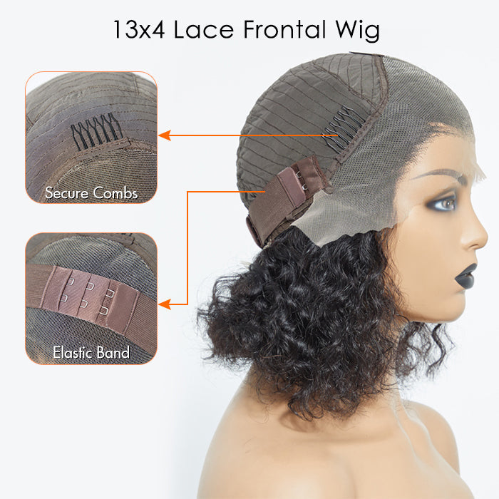Water Wave 13x4 Lace Front Bob Wig 150% Density | Pre-Plucked 100% Human Hair
