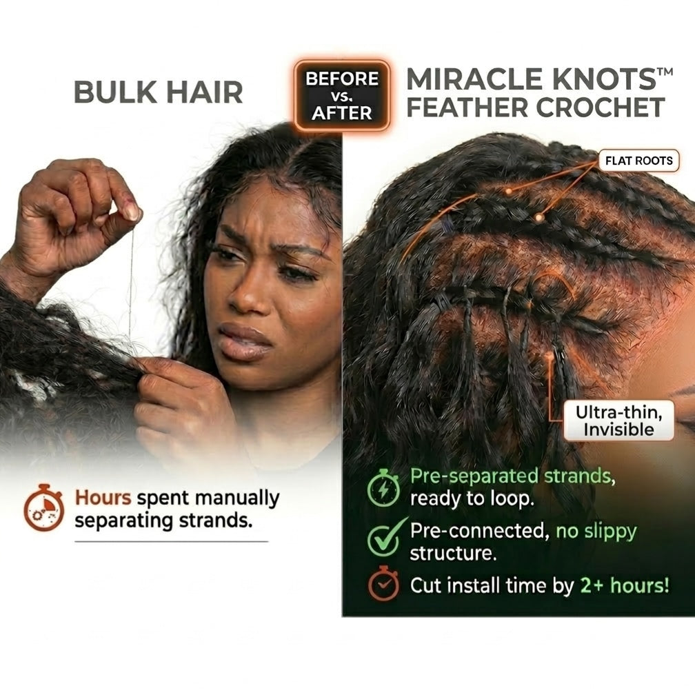 TedHair Miracle Knots Human Feather Crochet Hair Burmese Curly - Pre-Separated Knotless Crochet Braids for Seamless Blending