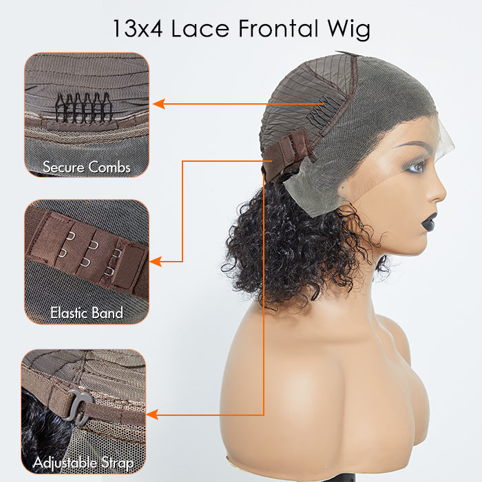 Curly 13x4 Lace Front Bob Wig 150% Density | Pre-Plucked 100% Human Hair