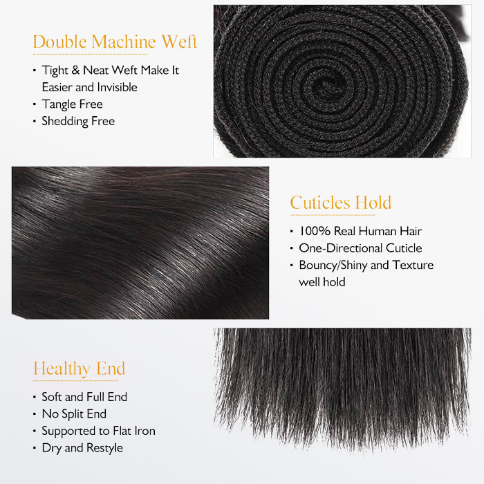 TedHair Straight Brazilian 100% Virgin Hair Bundles 10-36''