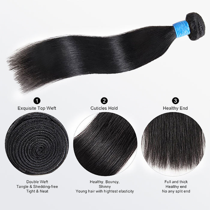 TedHair Straight Brazilian 100% Virgin Hair Bundles 10-36''