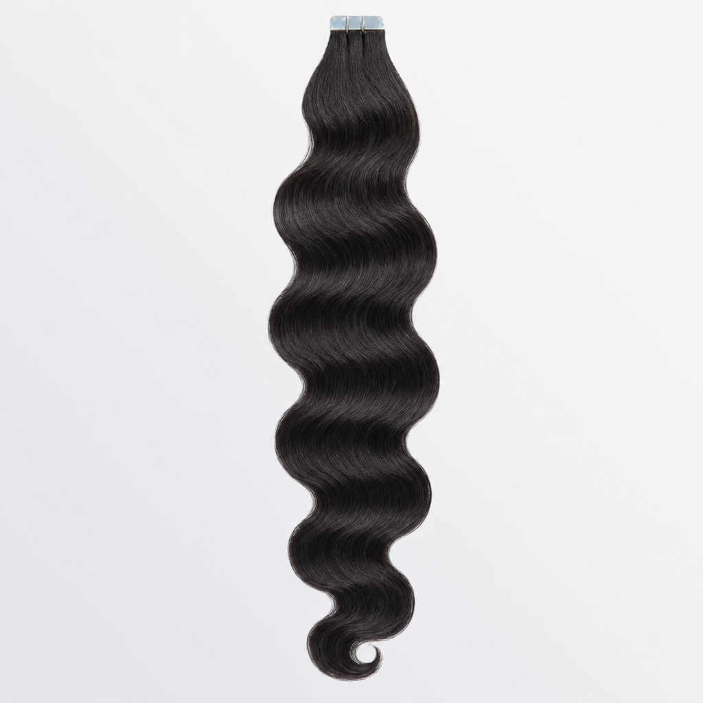 Premium Quality Body Wavy Tape In Remy Hair Extensions #1B Natural Black